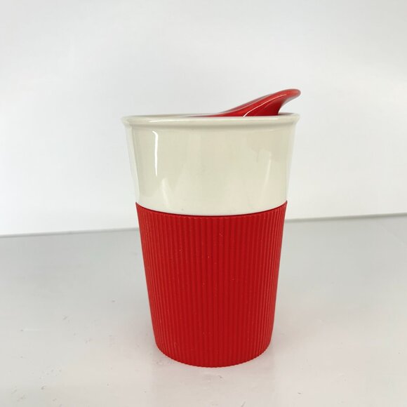 Starbucks Via Ready Brew Red White 237mL/8oz Ceramic To Go Tumbler Coffee Tea - Picture 2 of 12